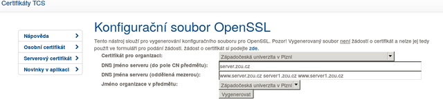 Vytvoření konfiguračního souboru pro OpenSSL